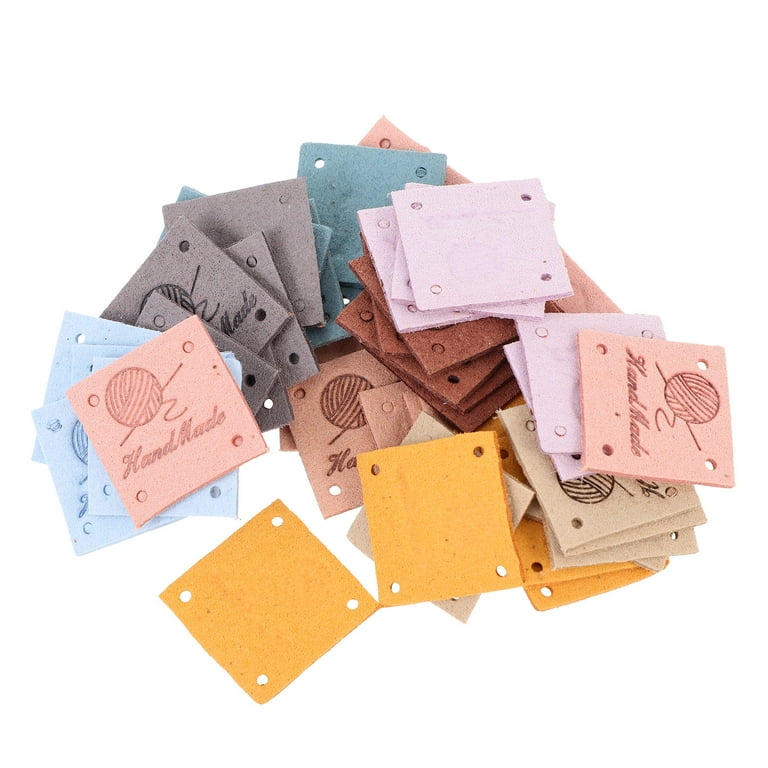 Tinksky Leather Label Handmade Labels Tags Tag Embossed Clothing Sewing DIY Clothes Button Crochet Bags Knitting Buttons Sew, Size: 0.1X2.5X2.5CM